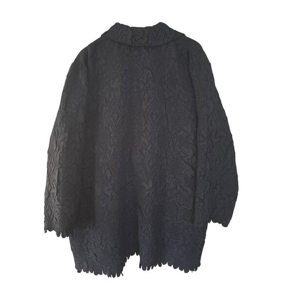 Chico’s Travelers Open Cardigan Jacket 3 Navy Blue Textured Floral Print - Picture 2 of 8